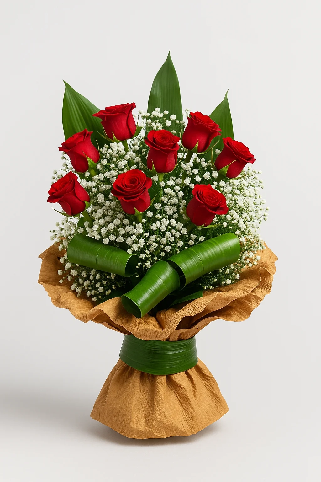 9 Kırmızı Gül Buketi