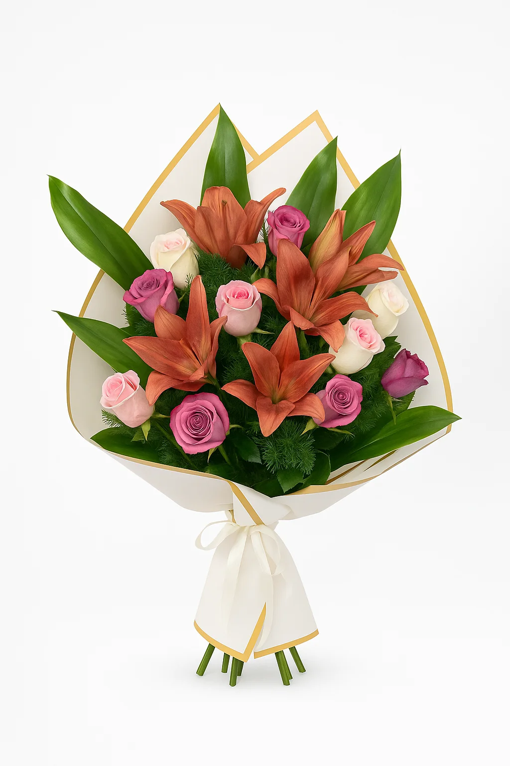 Lilyum ve Gül Karışık Buketi