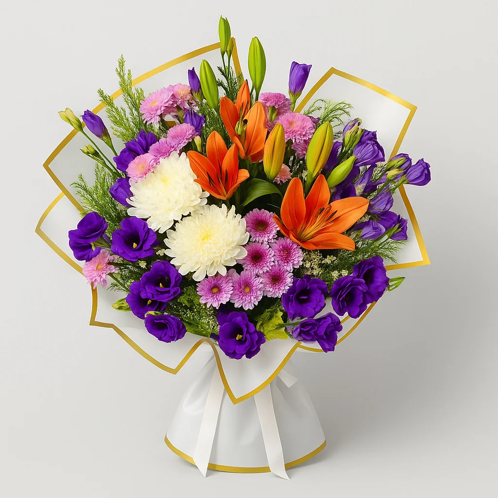Gösterişli Büyük Karışık Çiçek Buketi