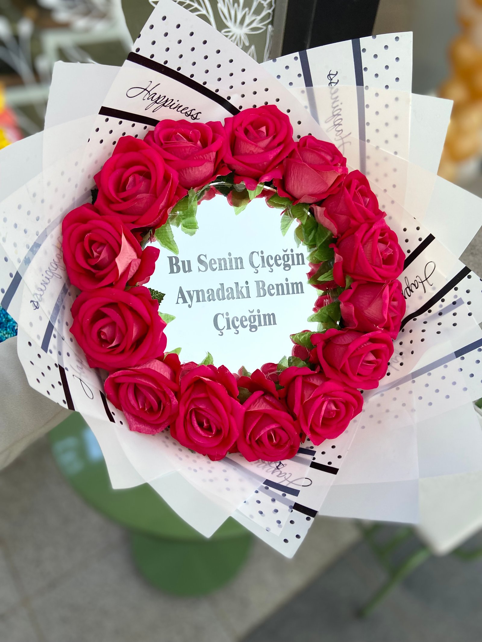 Aynalı buket- Pembe